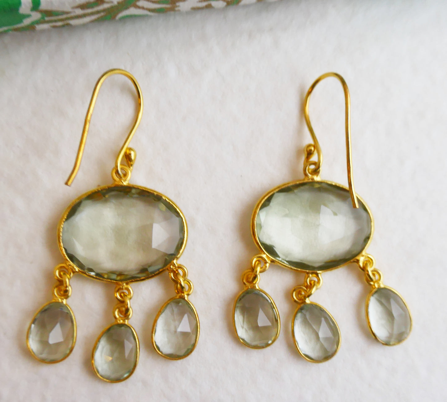 Green Amethyst Chandelier Vermeil Earrings