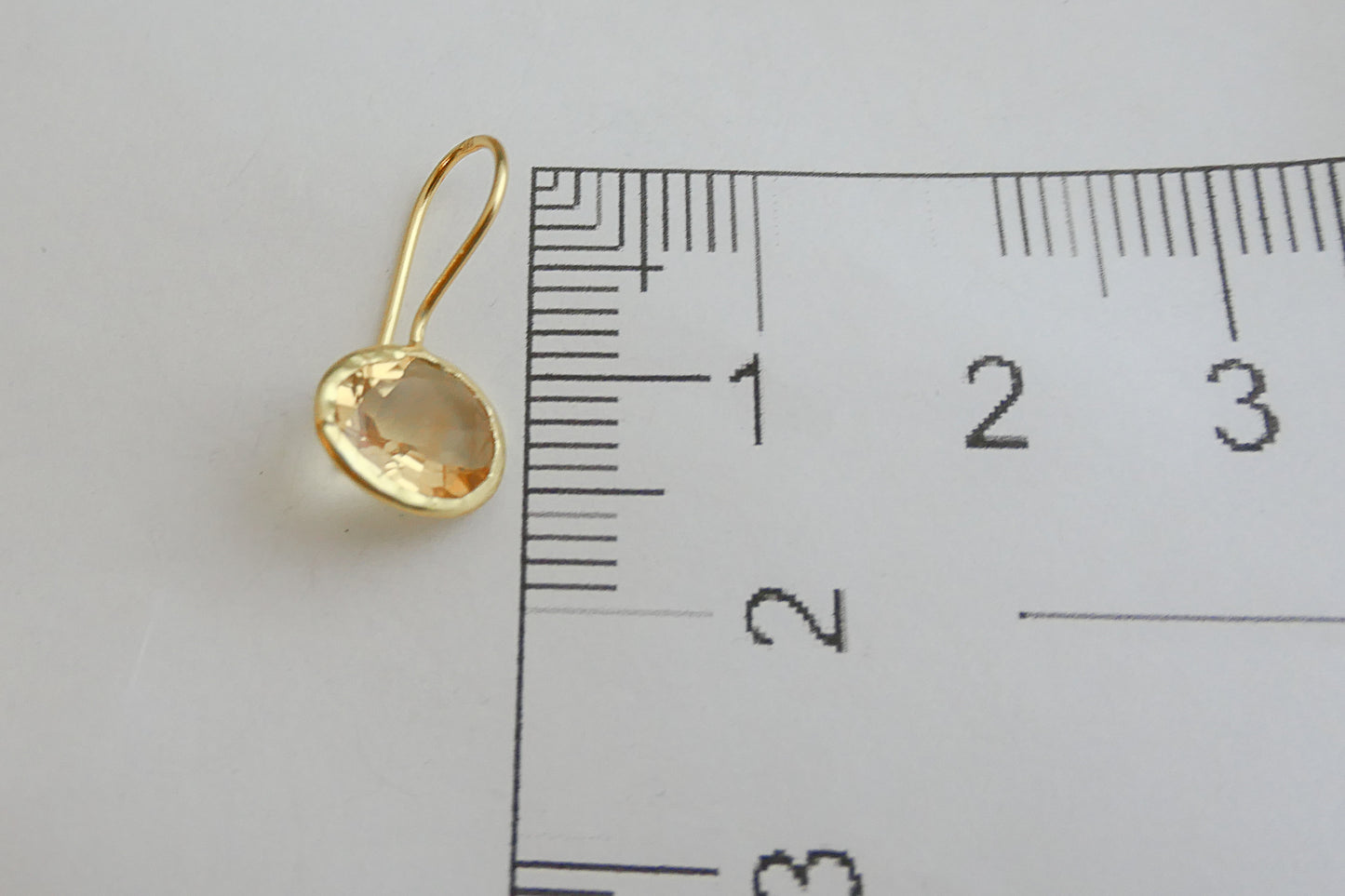 Citrine Oval Drop Sterling Silver Gold Plated Earrings