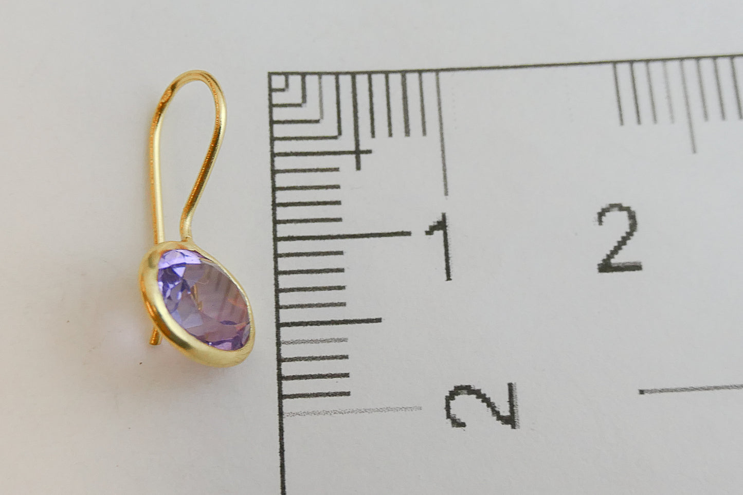Amethyst Oval Drop Sterling Silver Gold Plated Earrings