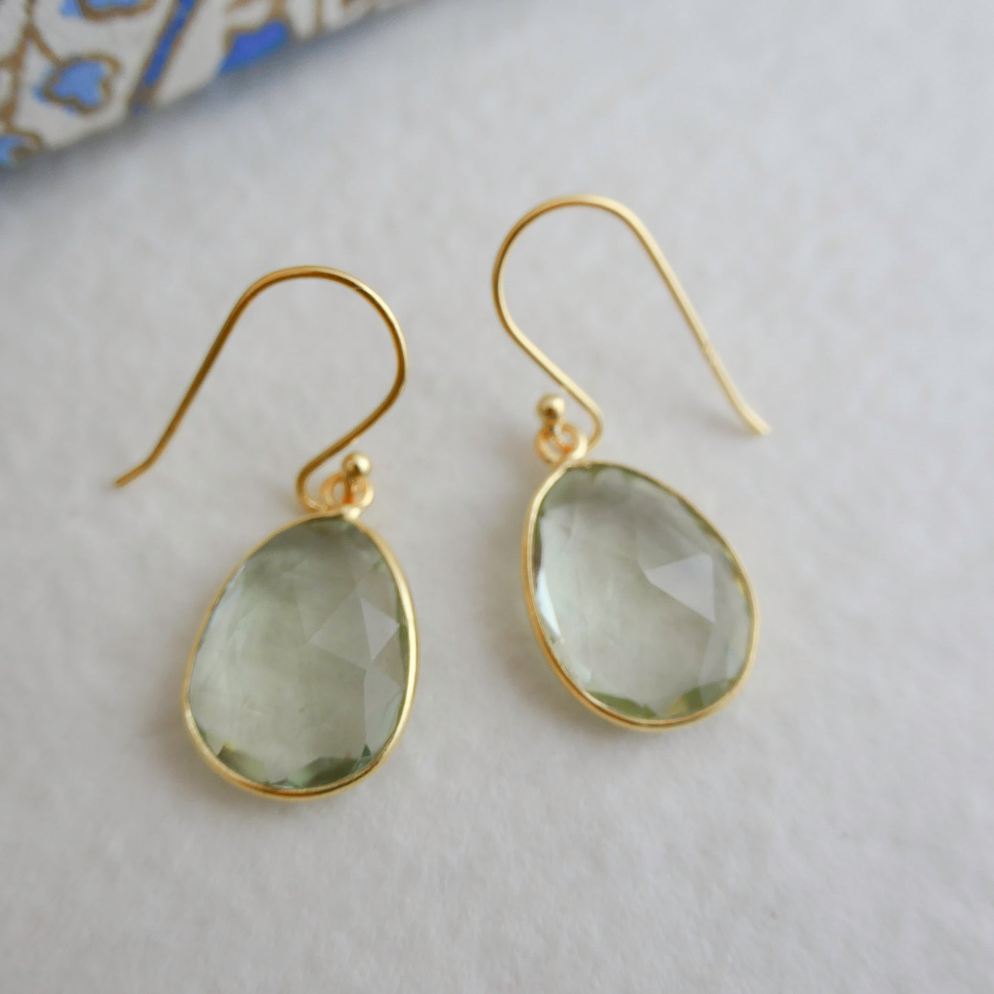 Green Amethyst Vermeil Drop Earrings