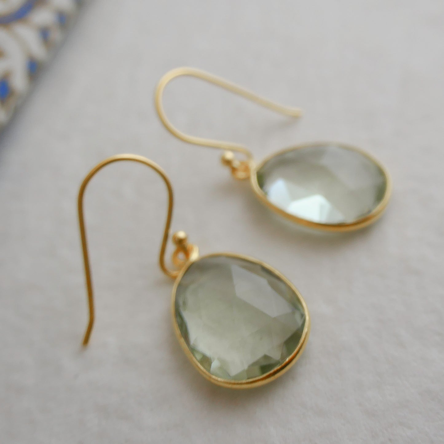 Green Amethyst Vermeil Drop Earrings