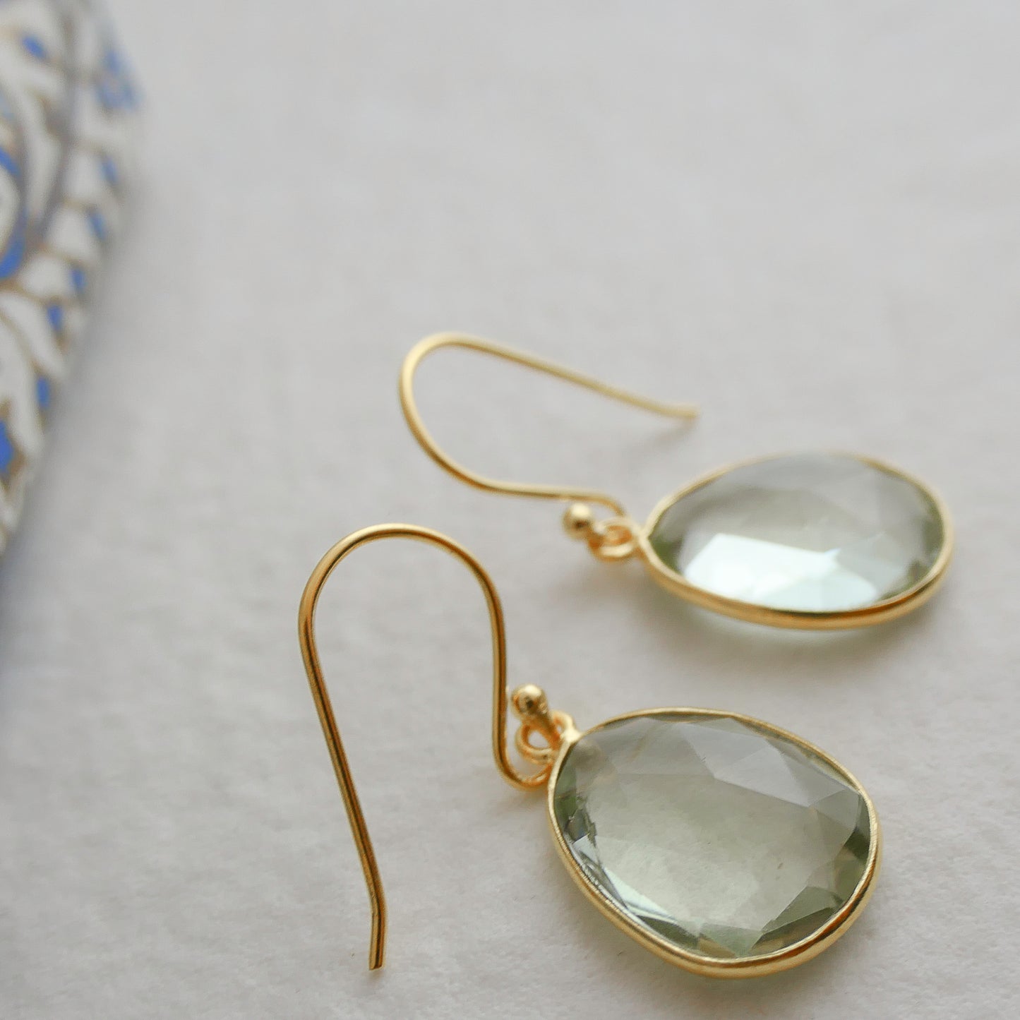 Green Amethyst Vermeil Drop Earrings