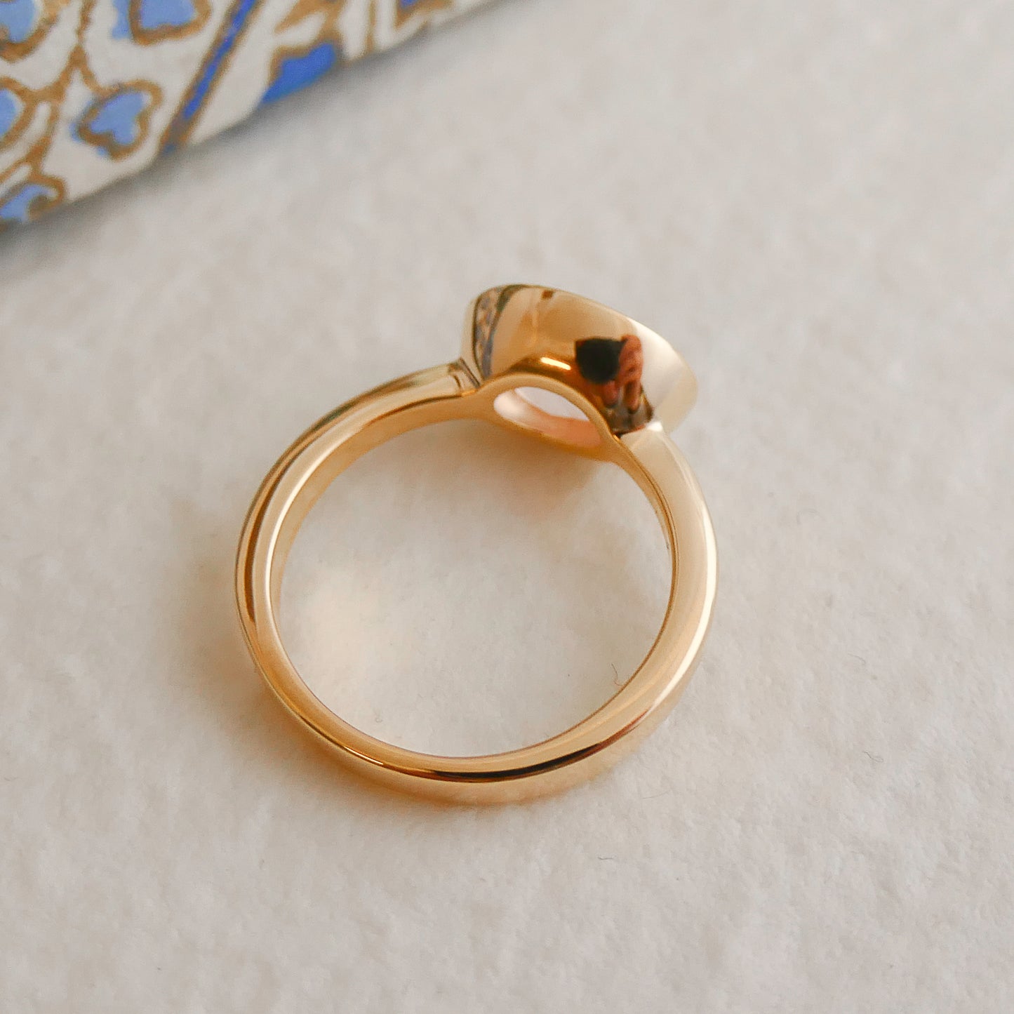 8x10mm Oval Rose Quartz Gold Plated Sterling Silver Ring