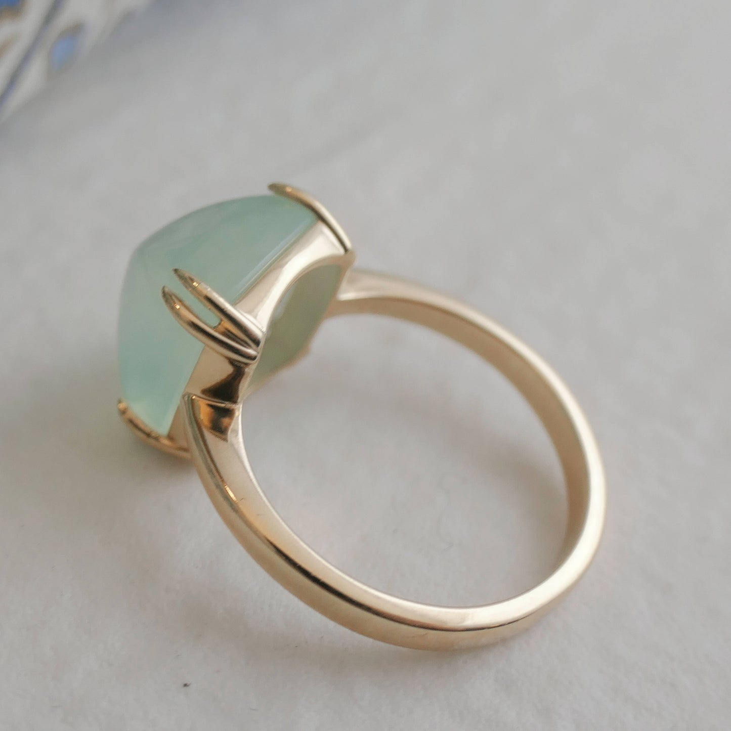 12mm Aqua Chalcedony Gold Plated Sterling Silver Ring