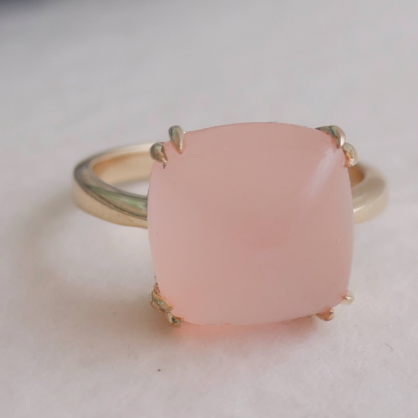 12mm Pink Chalcedony Gold Plated Sterling Silver Ring