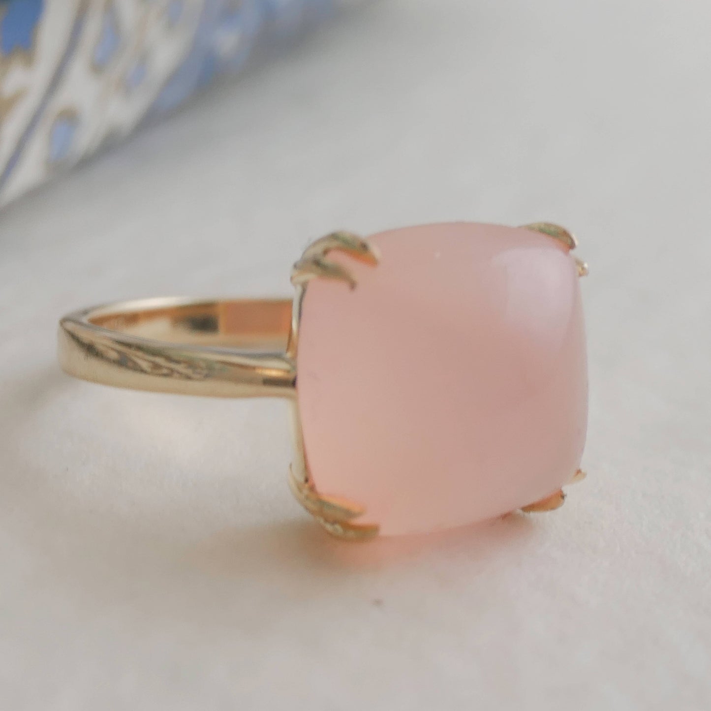 12mm Pink Chalcedony Gold Plated Sterling Silver Ring
