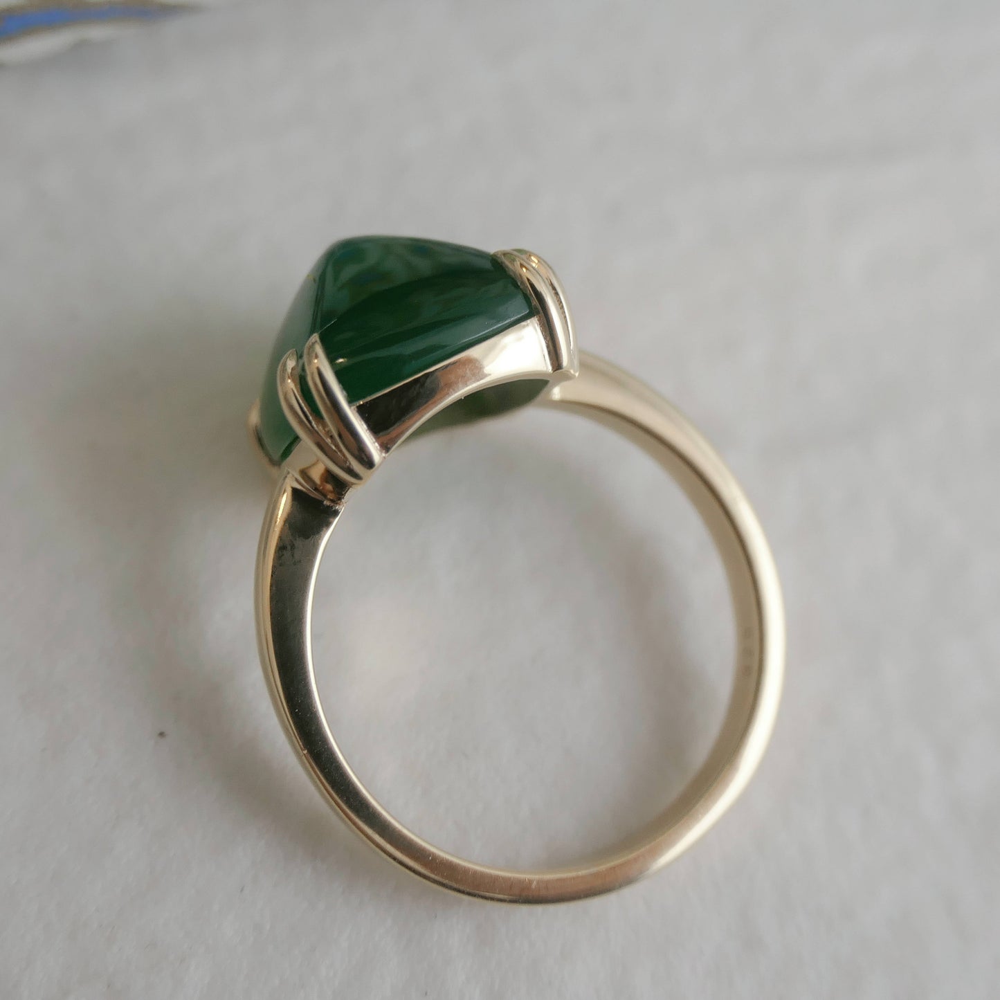 12mm Green Chalcedony Gold Plated Sterling Silver Ring