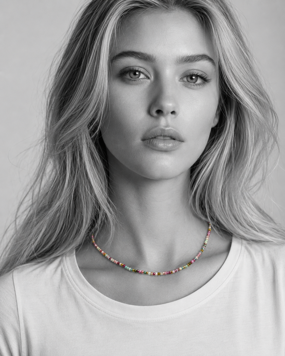 Tourmaline Natural Gemstone Beaded Necklace 42cm