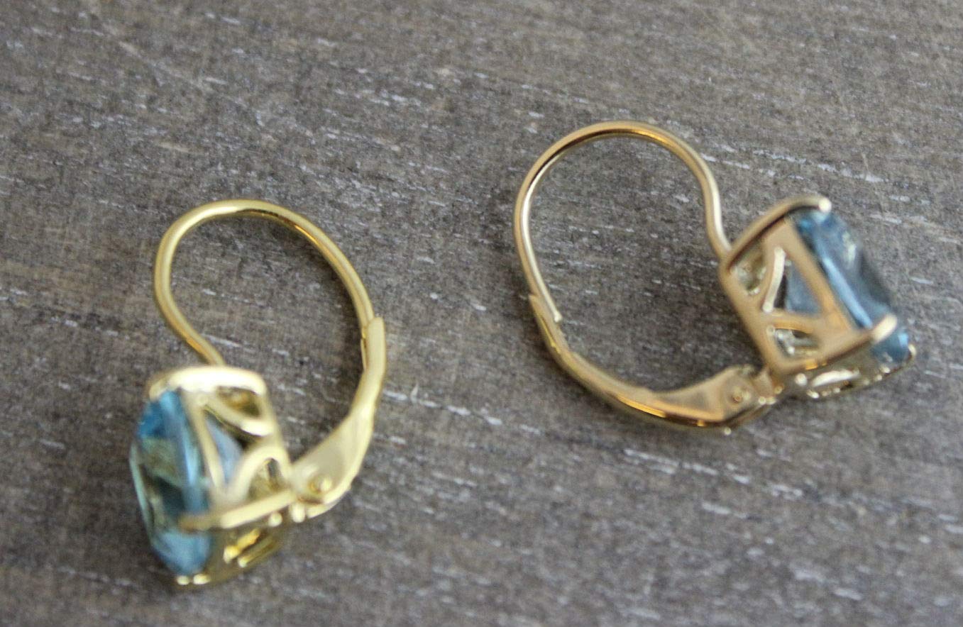 Blue Topaz Gold Vermeil Leverback Earrings