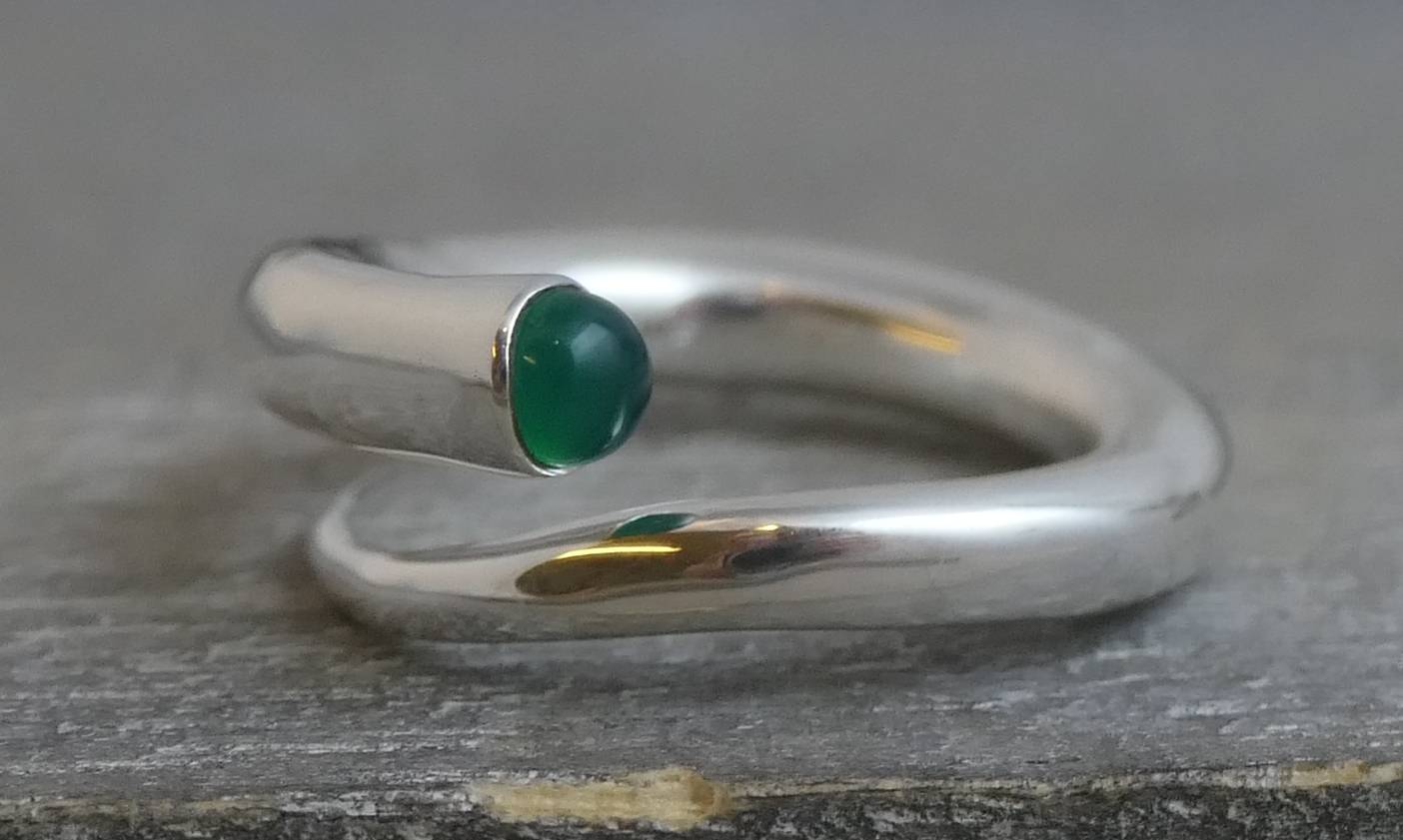 Green Chalcedony Swirl Sterling Silver Ring
