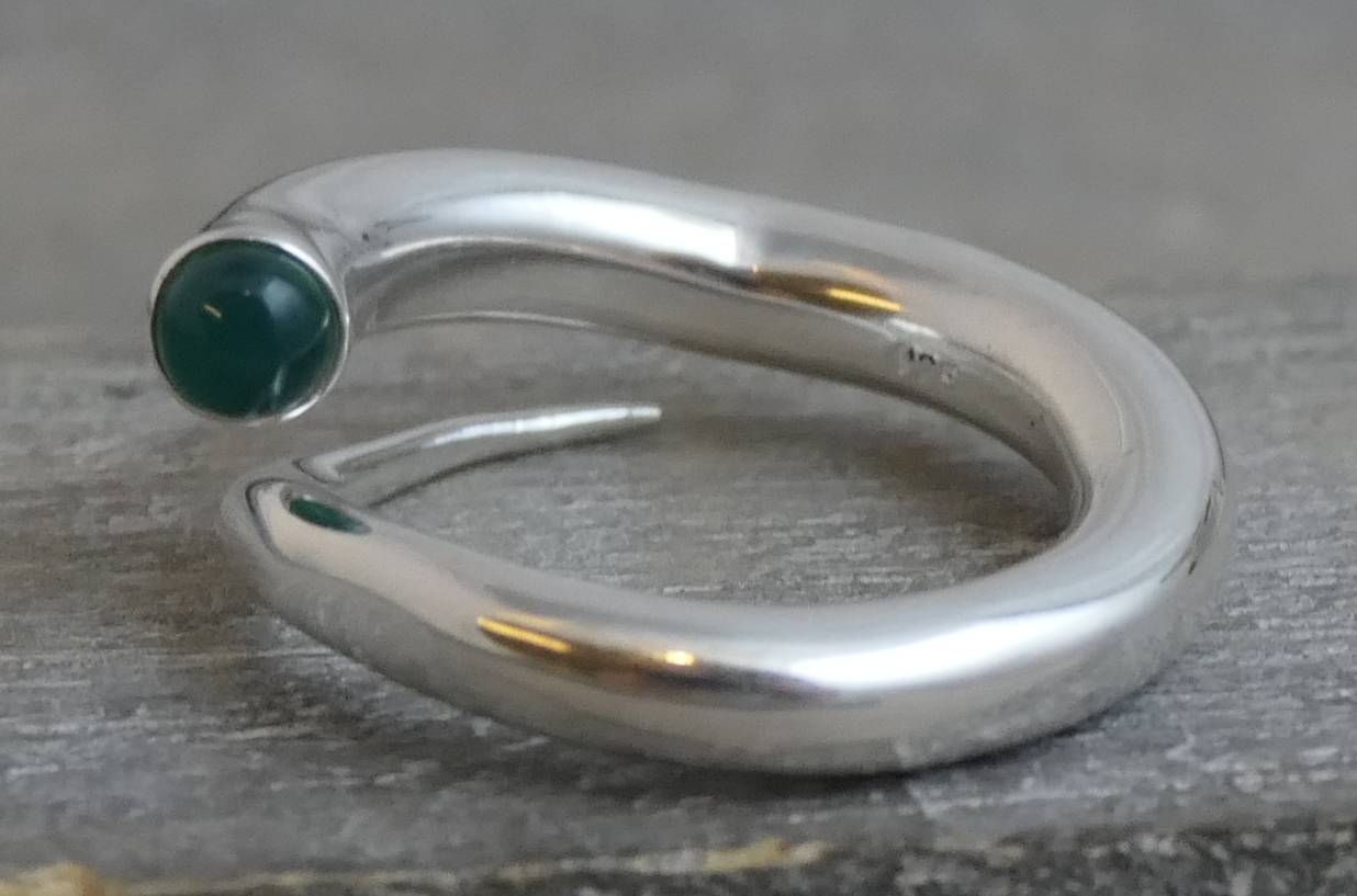 Green Chalcedony Swirl Sterling Silver Ring