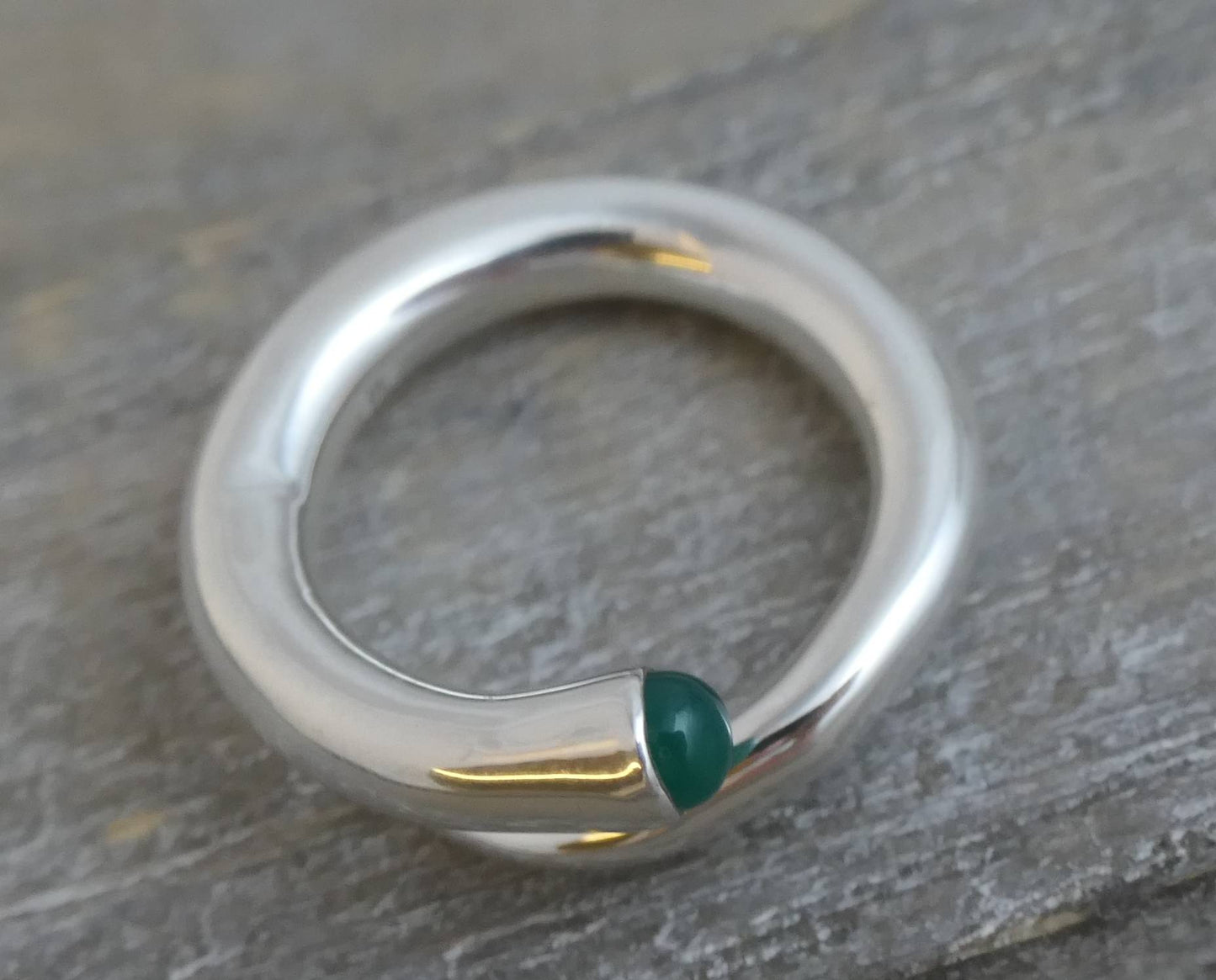 Green Chalcedony Swirl Sterling Silver Ring
