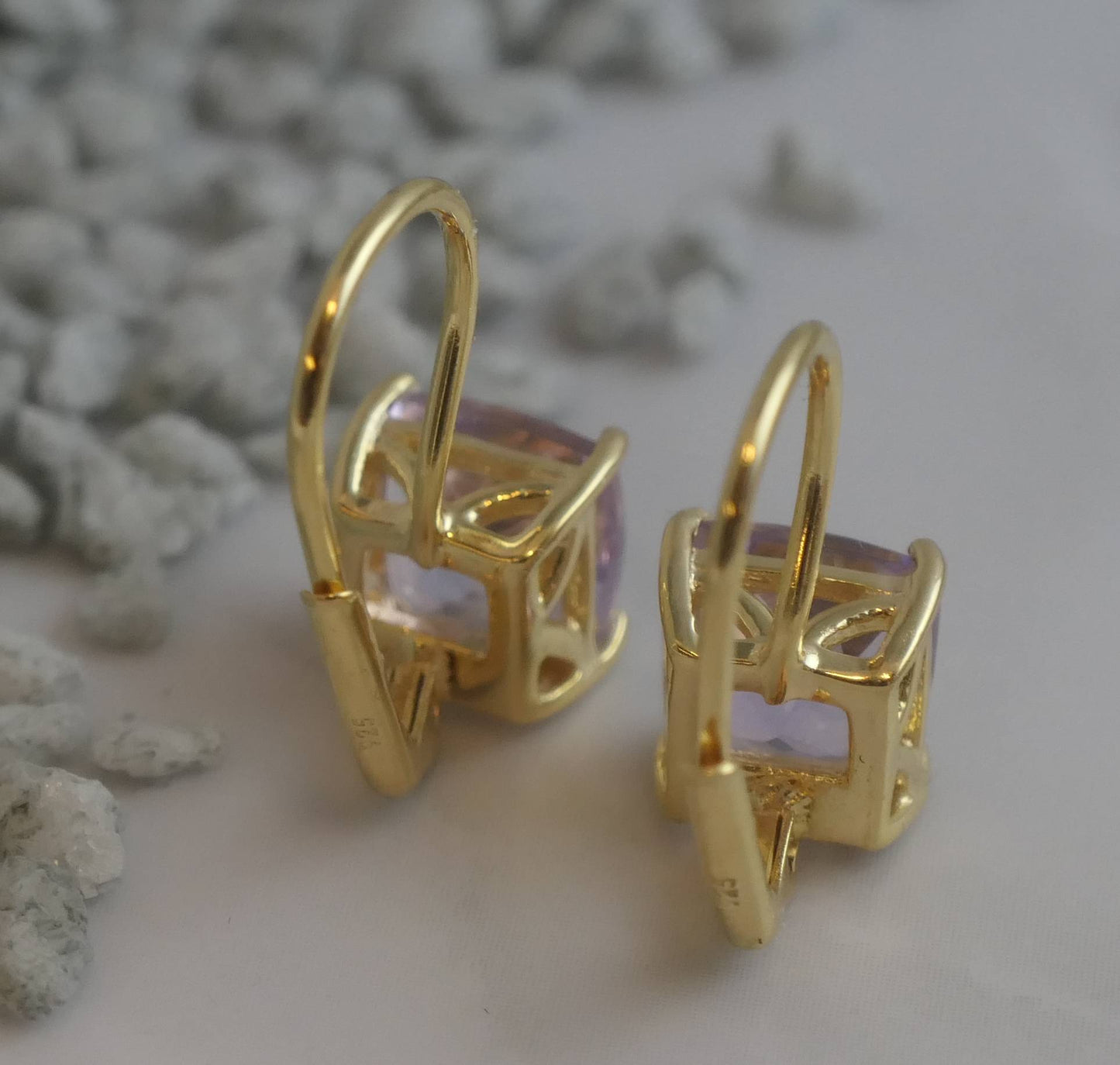 Amethyst Gold Vermeil Leverback Earrings