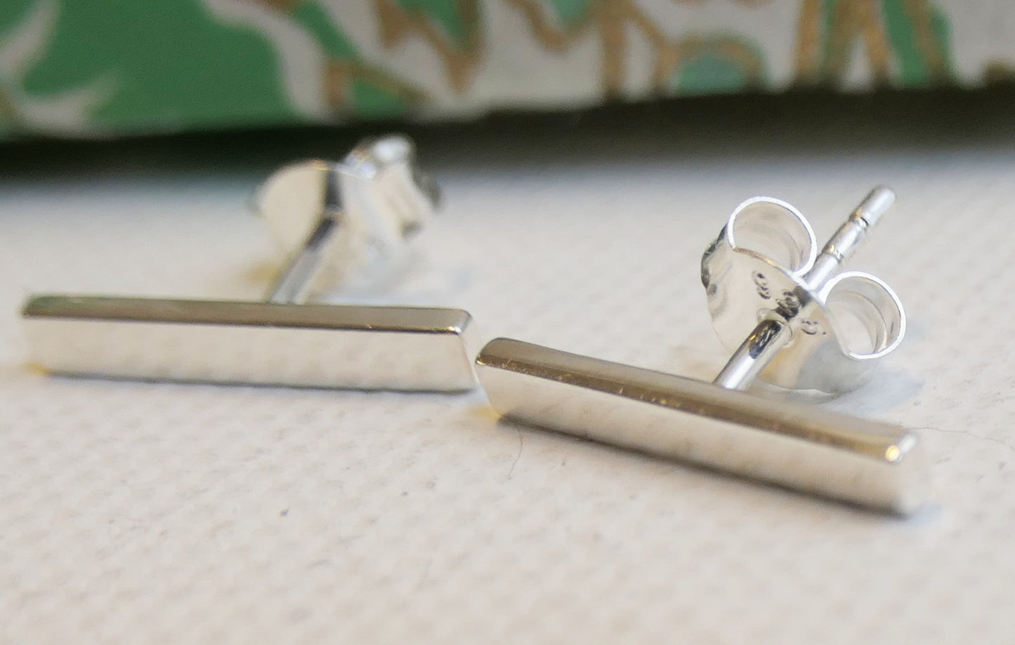 Minimalist Sterling Silver Stick Linear Bar Stud Earrings