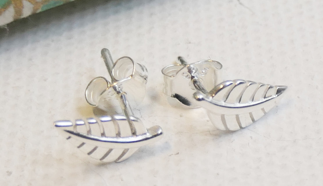 Sterling Silver Leaf Stud Earrings