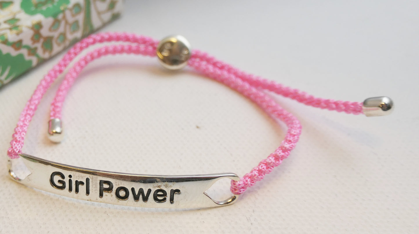 Girl Power Pink Cord Bracelet