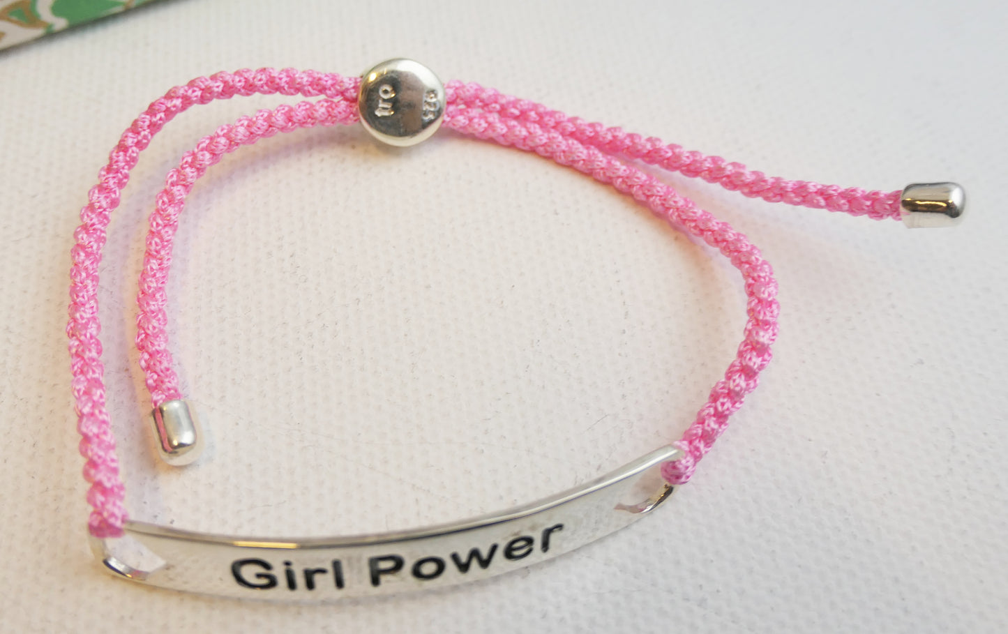 Girl Power Pink Cord Bracelet