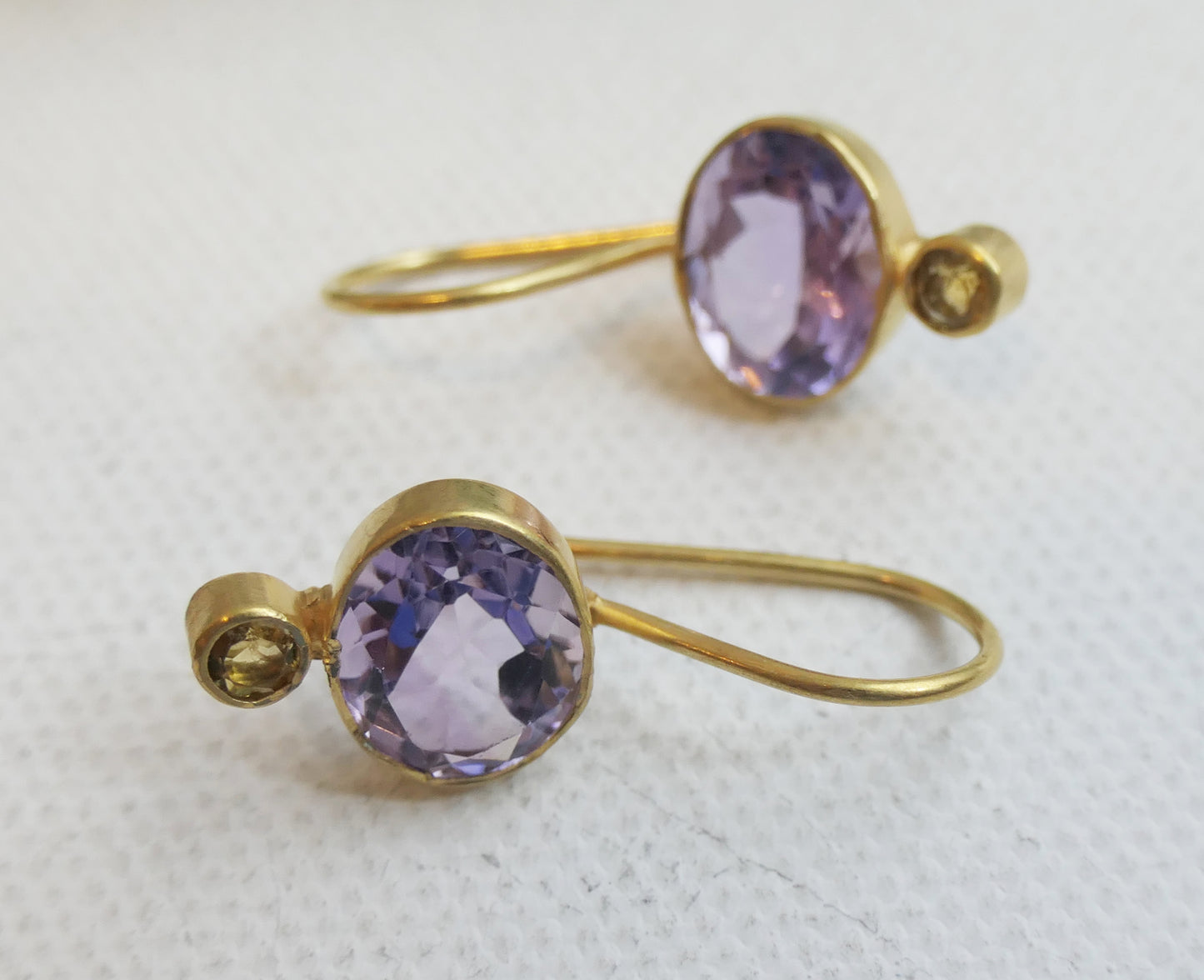 Amethyst and Citrine Vermeil Drop Earrings