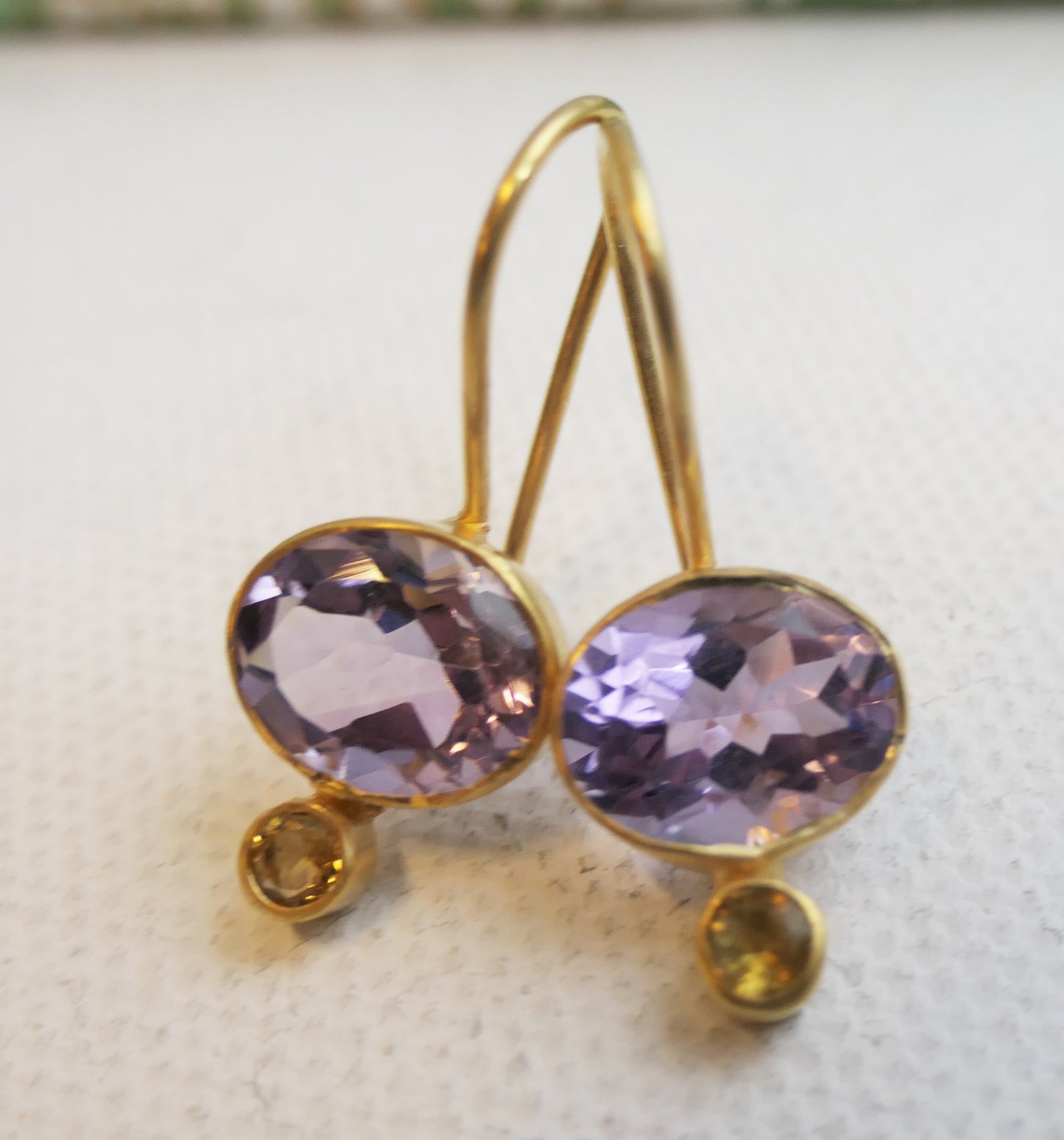 Amethyst and Citrine Vermeil Drop Earrings