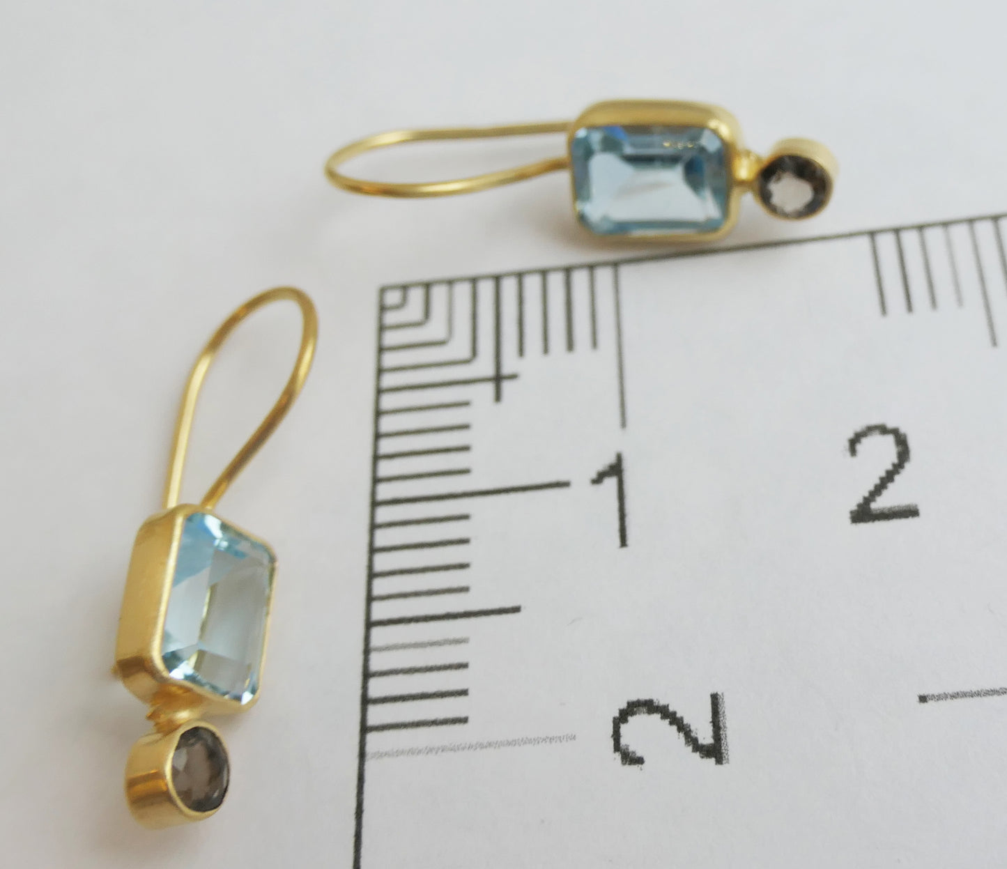 Blue Topaz and Smoky Quartz Vermeil Drop Earrings