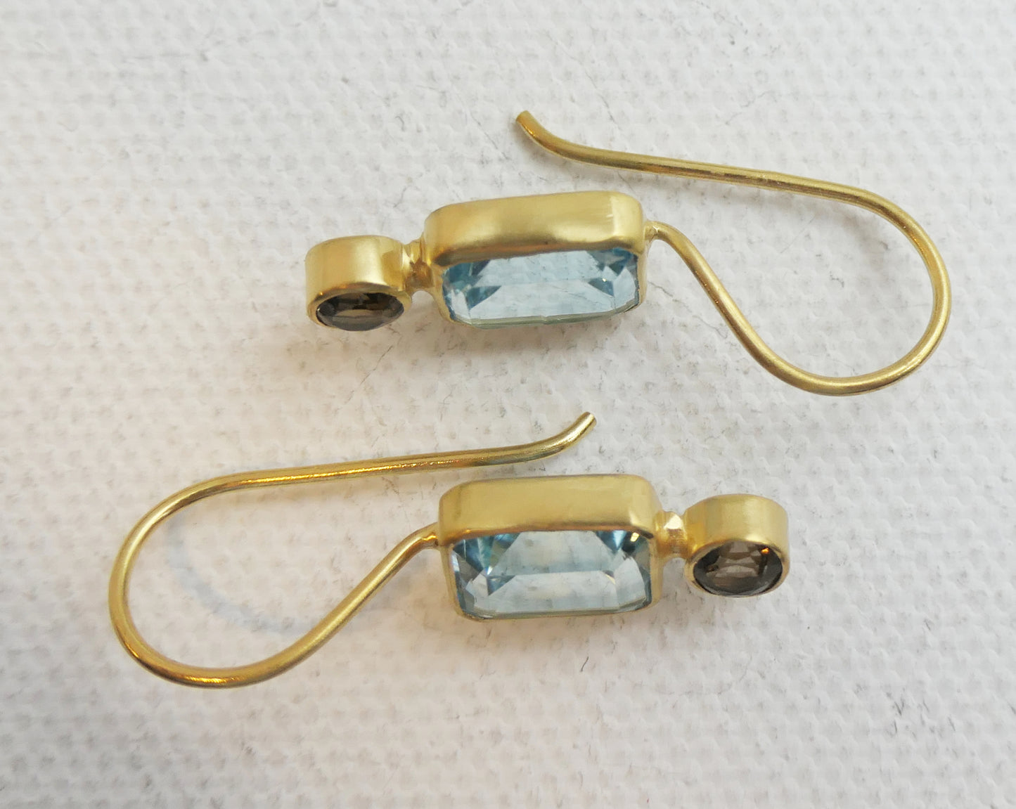 Blue Topaz and Smoky Quartz Vermeil Drop Earrings