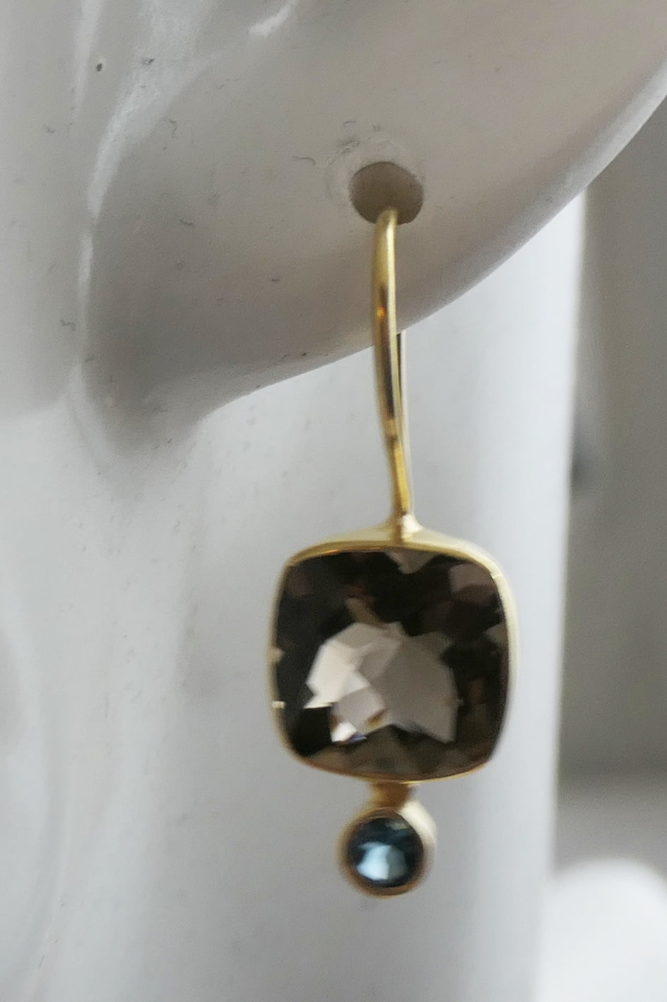 Smoky Quartz and London Blue Topaz Vermeil Drop Earrings
