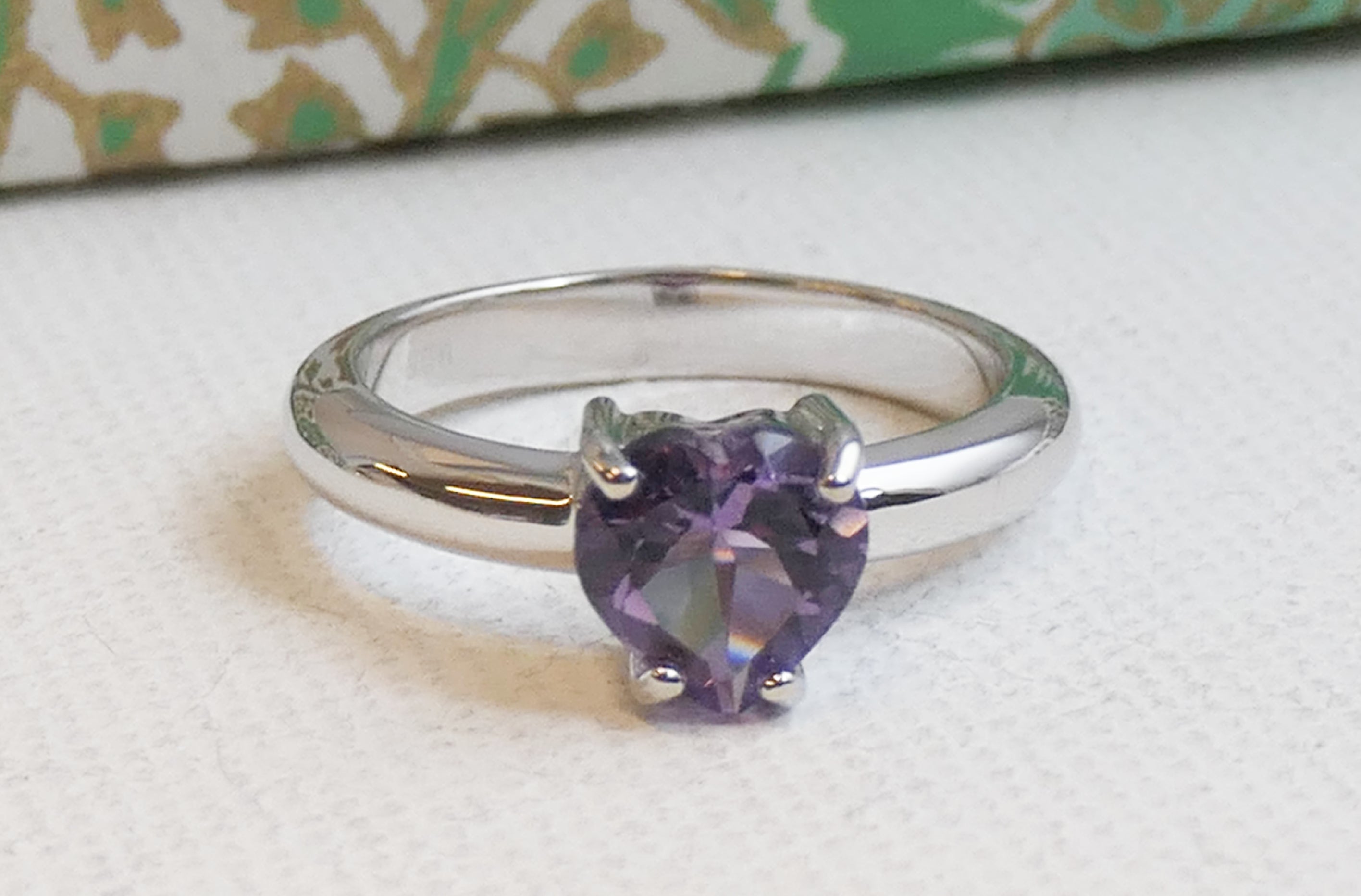 8mm Heart Amethyst Silver Ring – Sophia Rose Jewellery