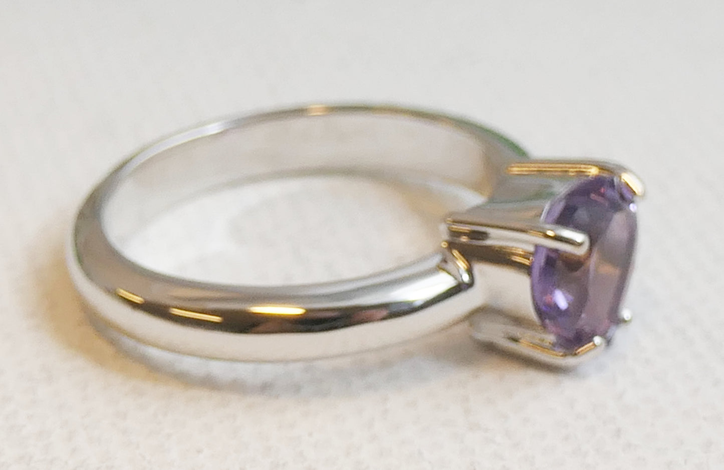 8mm Heart Amethyst Silver Ring