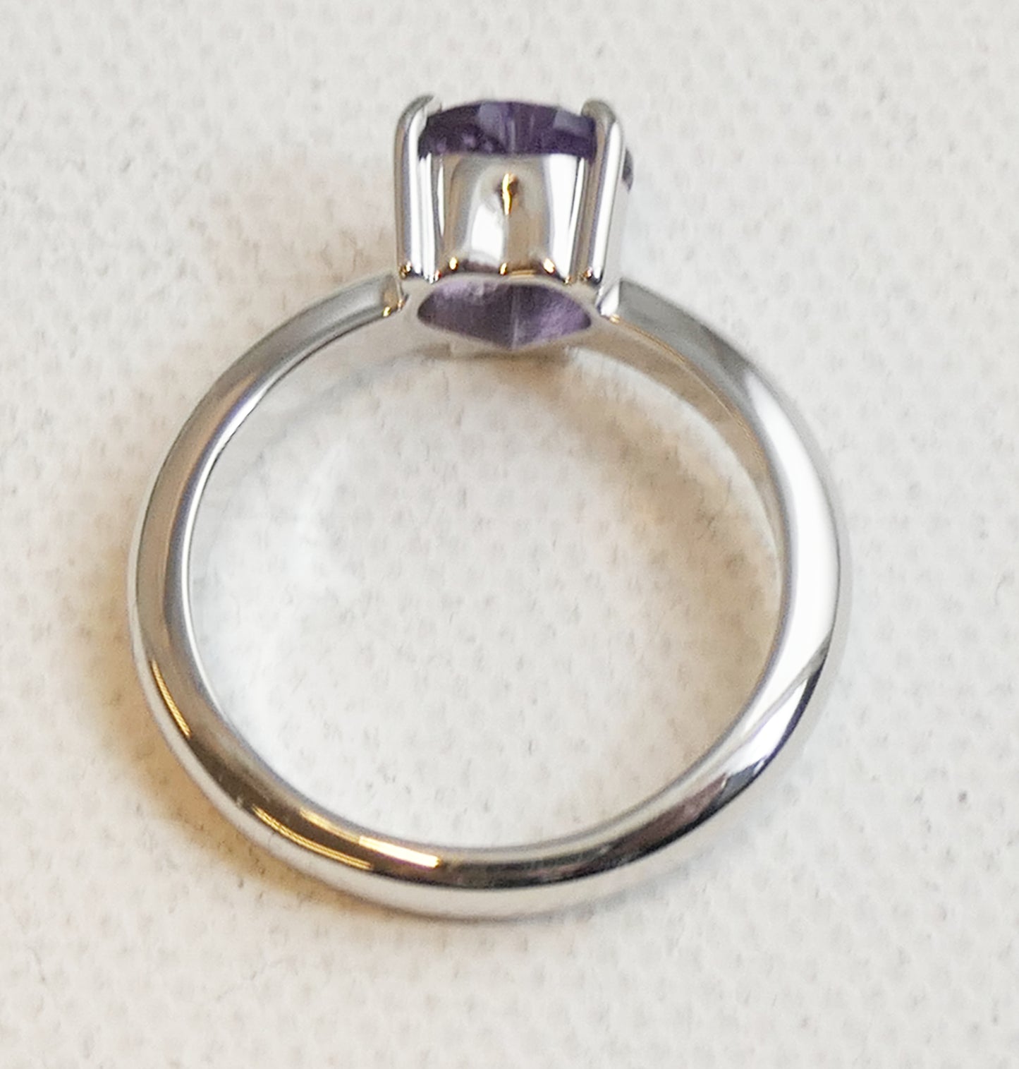 8mm Heart Amethyst Silver Ring