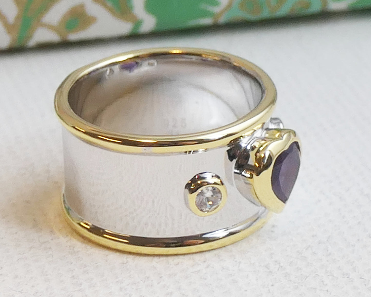 Heart Amethyst and Zircon Statement Ring