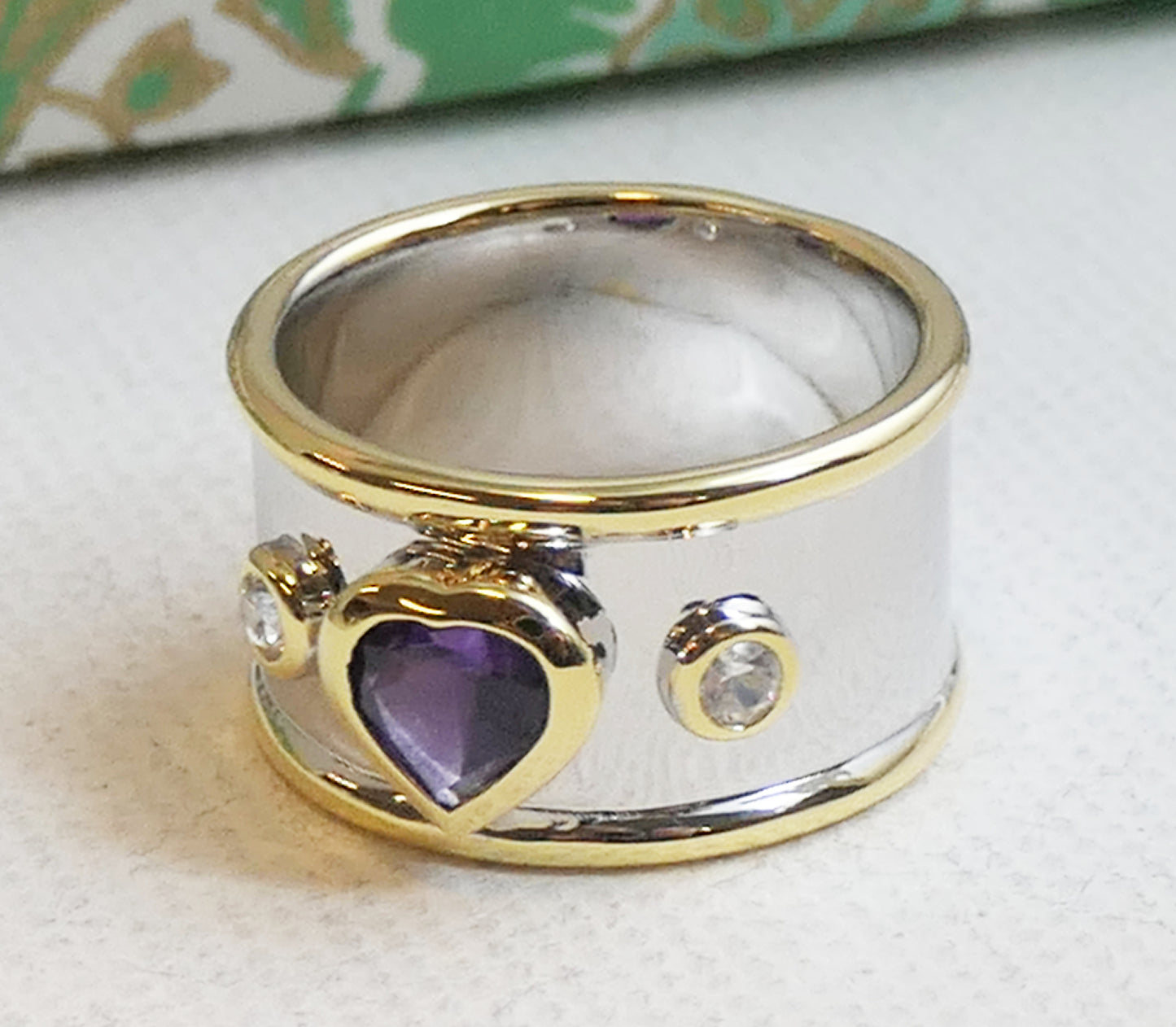 Heart Amethyst and Zircon Statement Ring