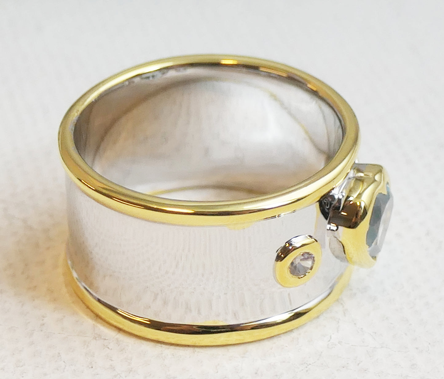 Heart Blue Topaz and Zircon Statement Ring