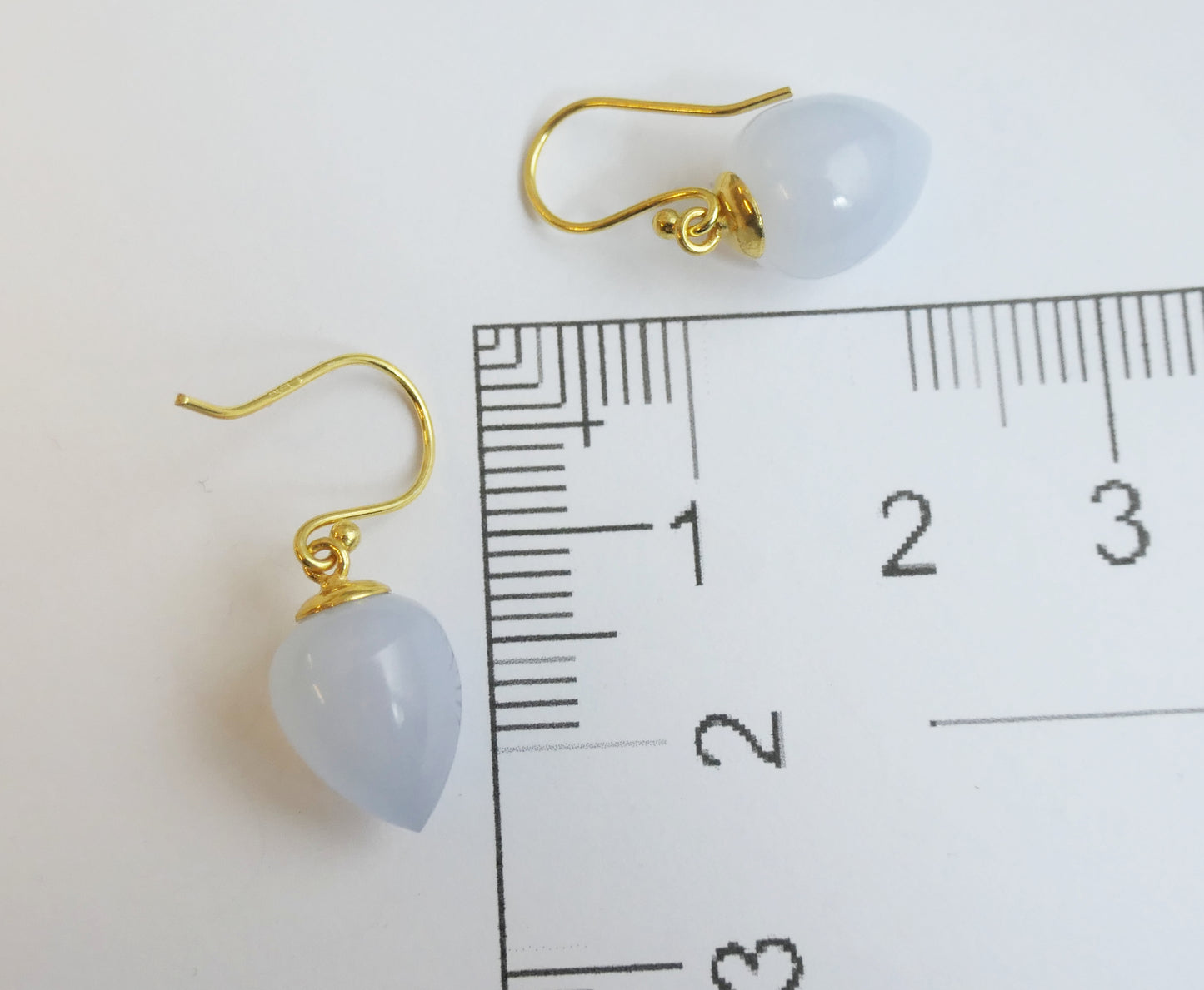 Blue Chalcedony Briolette Vermeil Drop Earrings