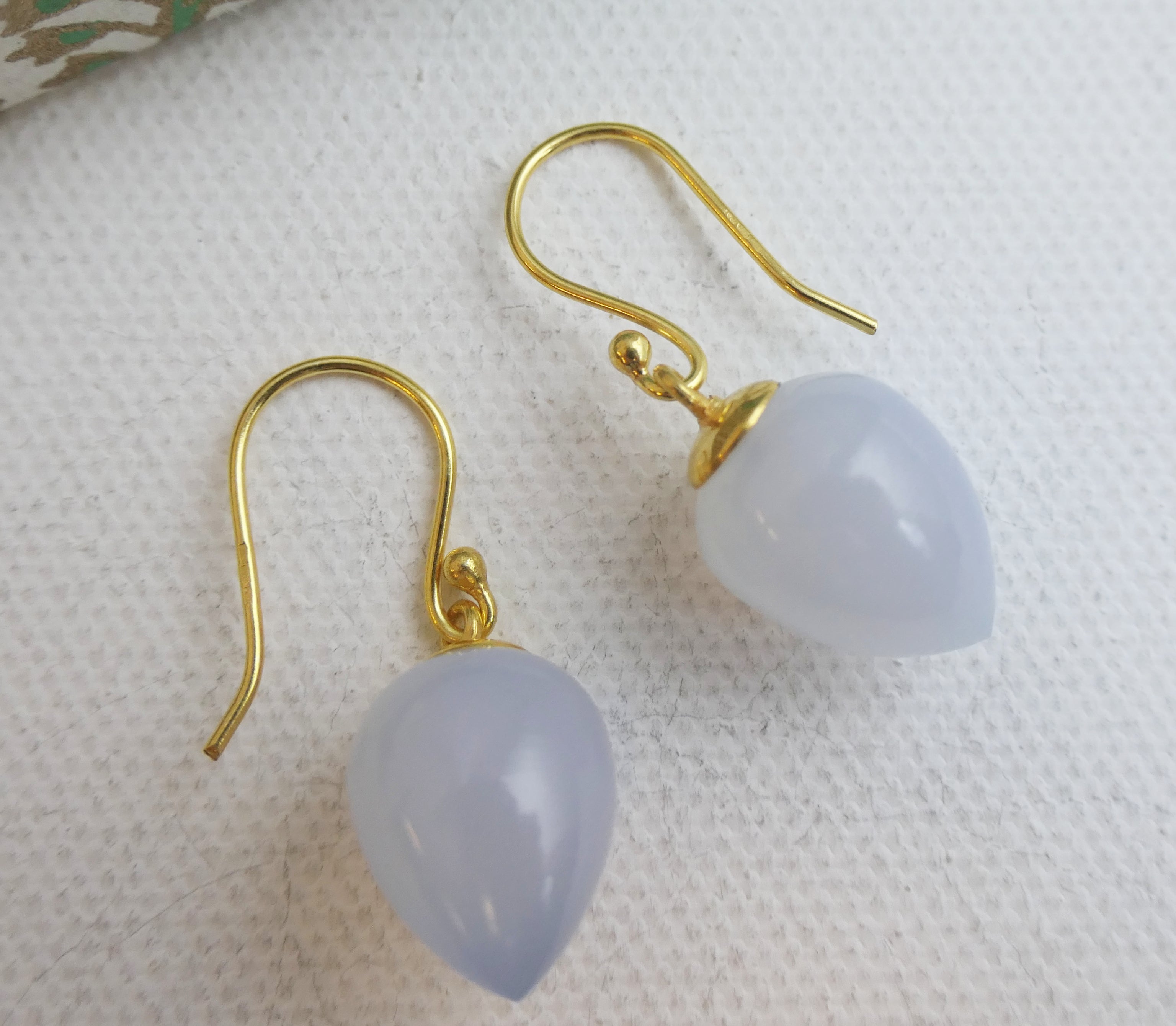 Blue Chalcedony Briolette Vermeil Drop Earrings – Sophia Rose Jewellery