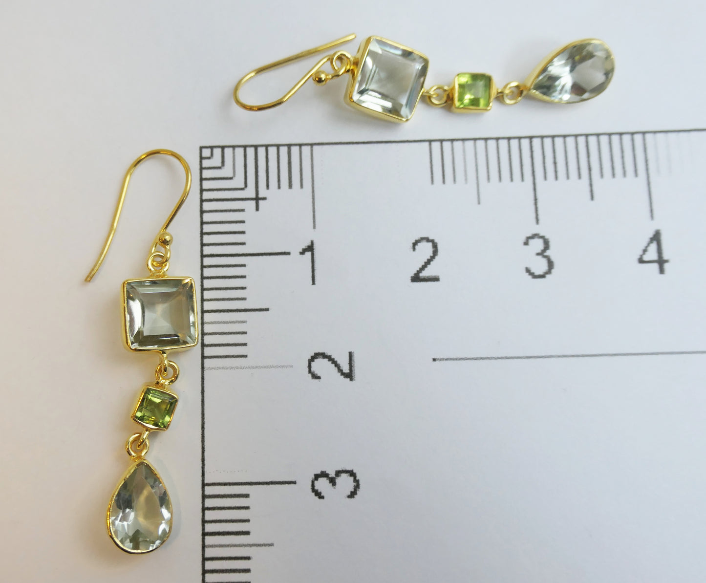 Prasiolite and Peridot Vermeil Earrings
