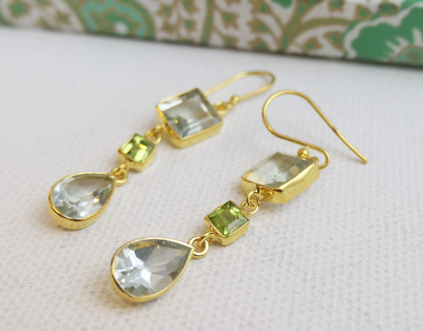 Prasiolite and Peridot Vermeil Earrings