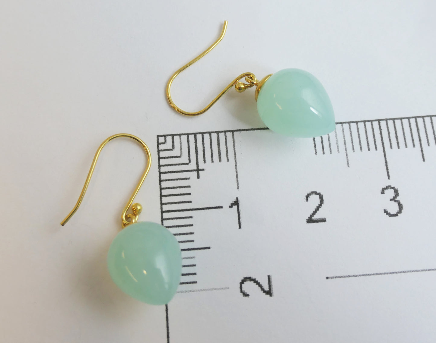 Aqua Chalcedony Briolette Vermeil Drop Earrings