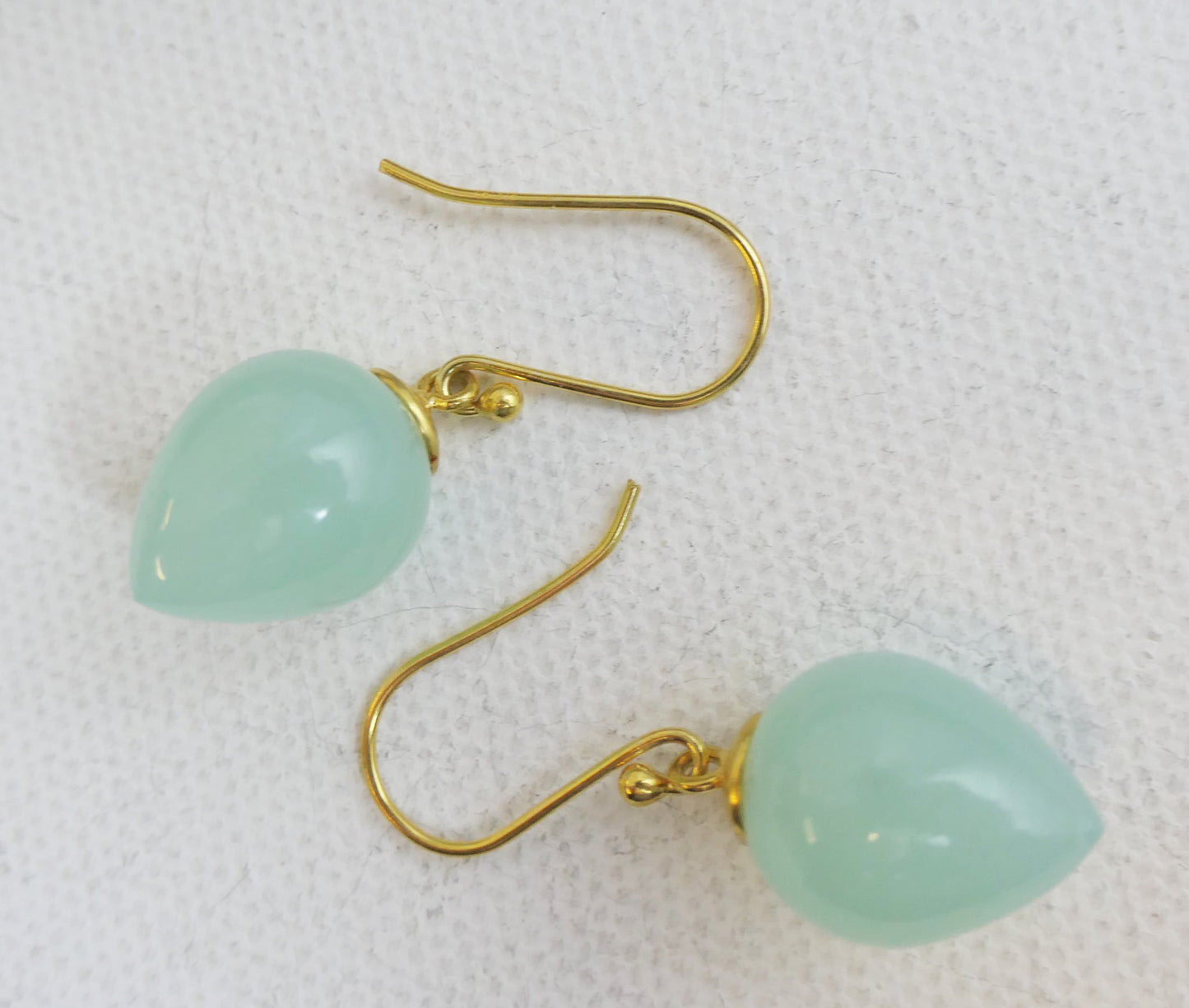 Aqua Chalcedony Briolette Vermeil Drop Earrings