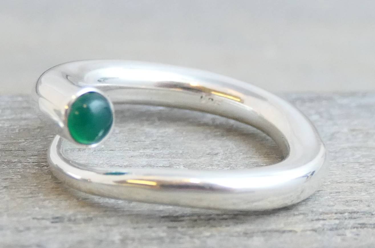 Green Chalcedony Swirl Sterling Silver Ring