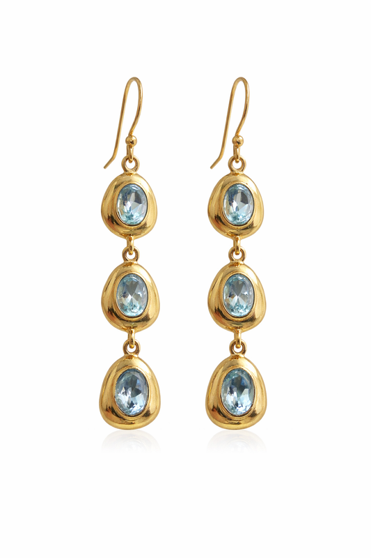 Blue Topaz Long Drop Earrings