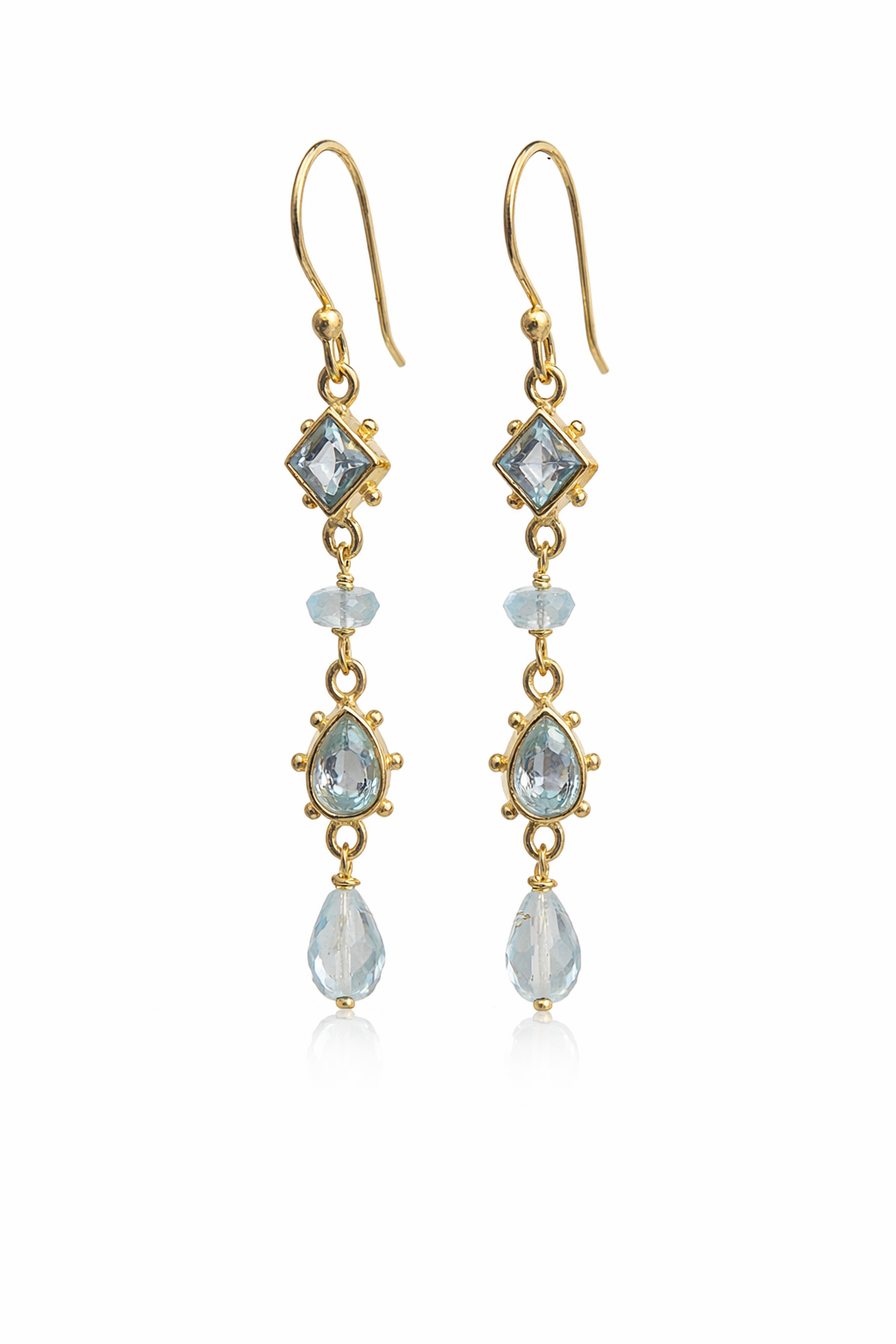Blue Topaz Beaded Drop Earrings