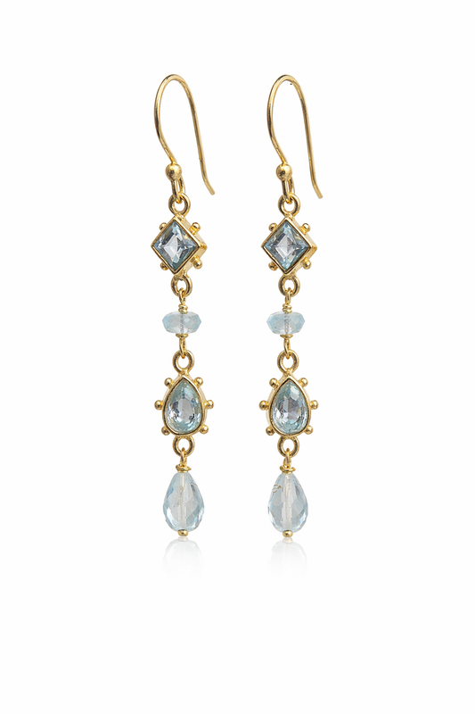 Blue Topaz Beaded Drop Earrings