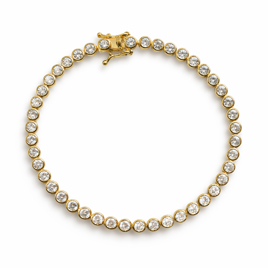 Tennis Bracelet with Zircon in Gold Plated Sterling Silver - 7 inches