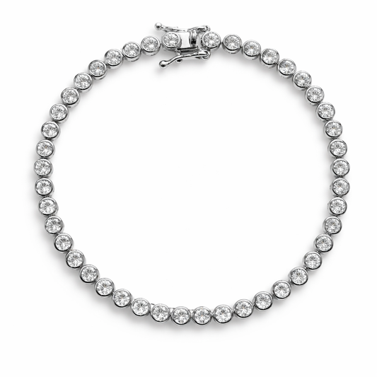 Tennis Bracelet with Zircon in Sterling Silver - 7 inches