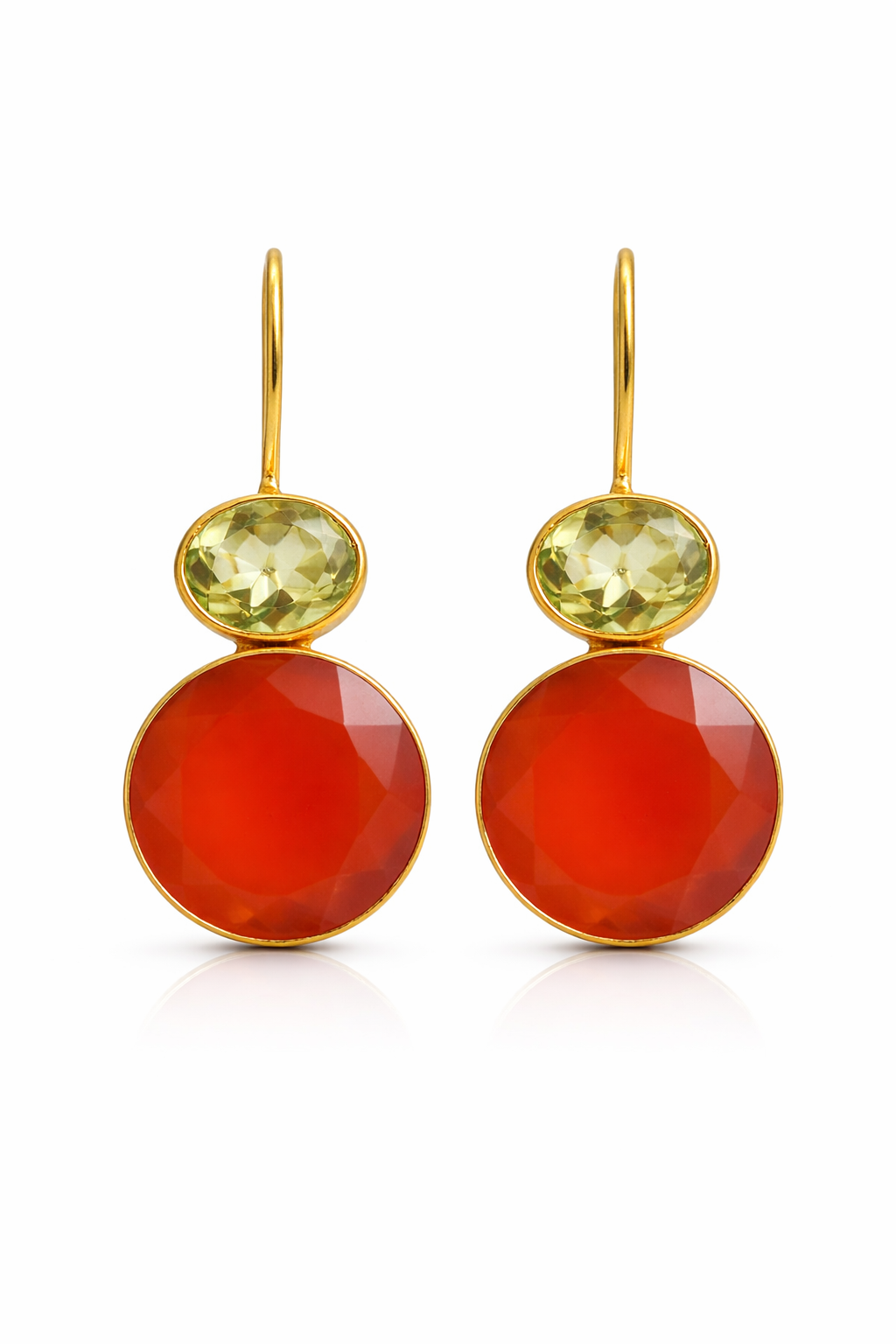 Lemon Quartz and Carnelian Vermeil Drop Earrings