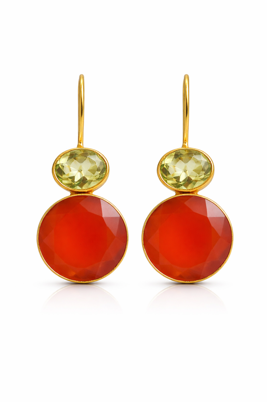 Lemon Quartz and Carnelian Vermeil Drop Earrings