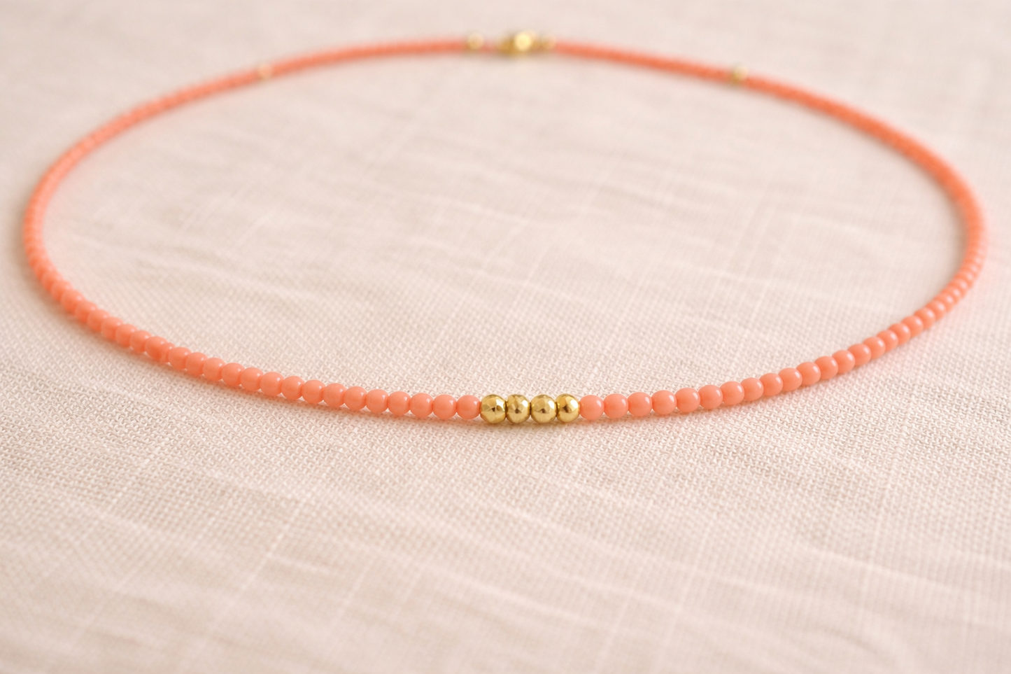 Coral Natural Gemstone Beaded Necklace 17 inches
