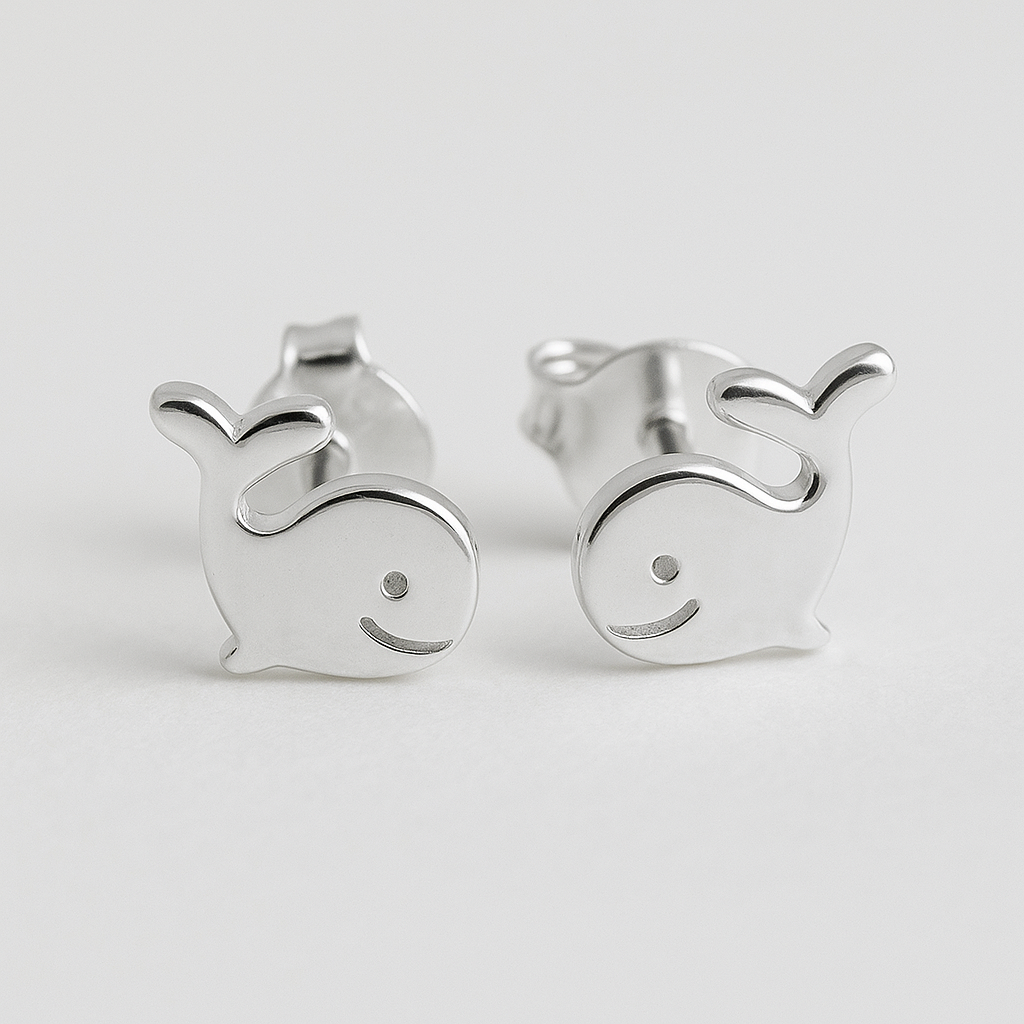 Whale Sterling Silver Stud Earrings