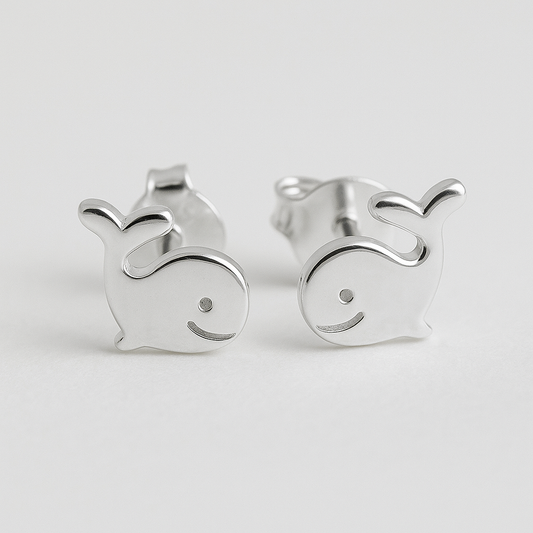 Whale Sterling Silver Stud Earrings