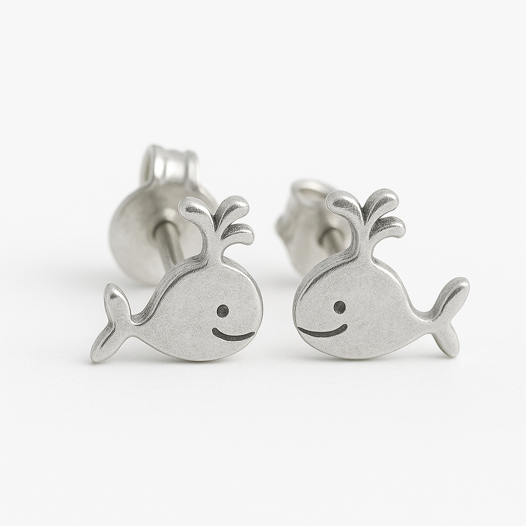 Whale spout Sterling Silver Stud Earrings